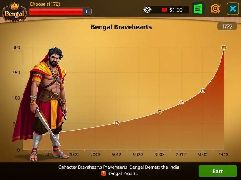 Bengal Bravehearts gameplay screenshot showing character in traditional Bengali attire